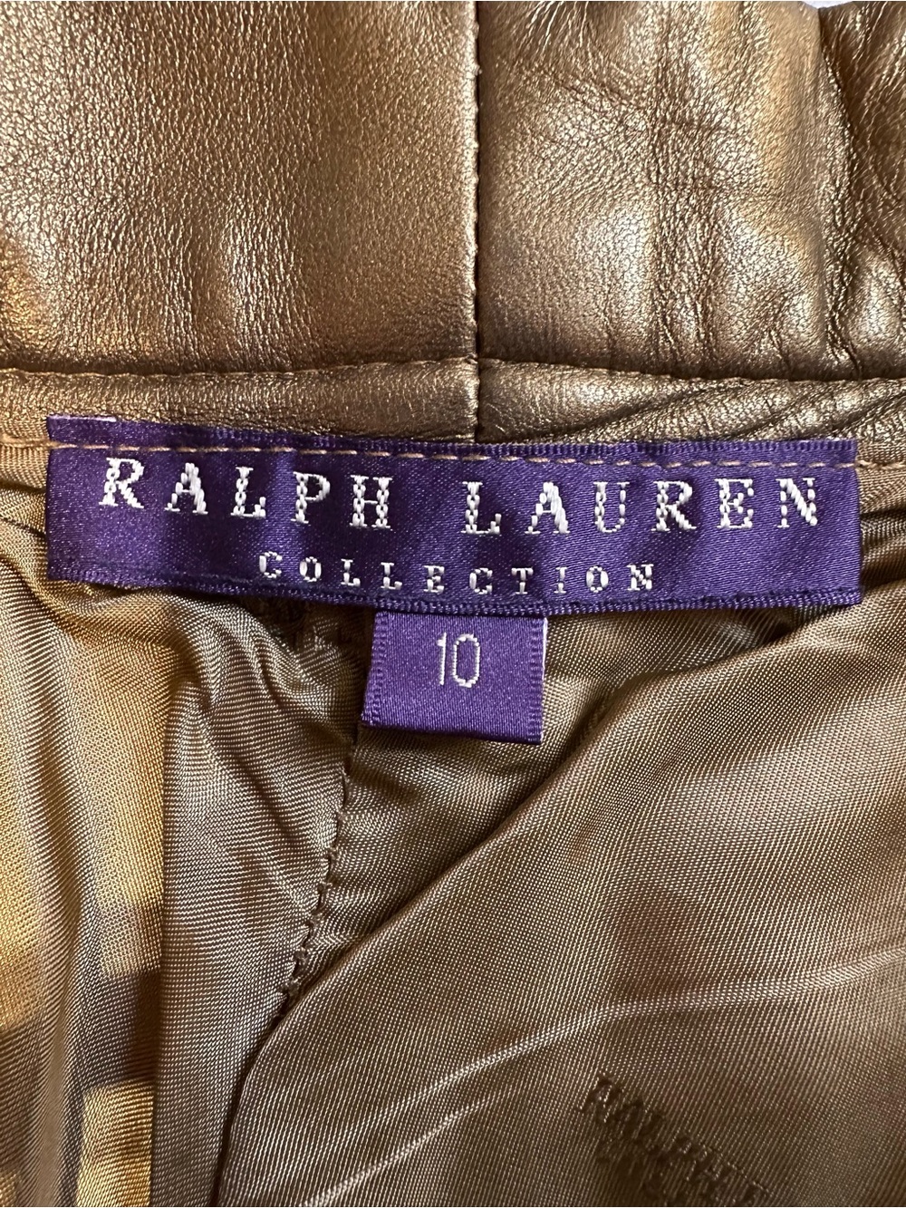 Ralph Lauren Collection Gold Metallic Leather Bootcut Pants USA 10 Y2K - Picture 5 of 10